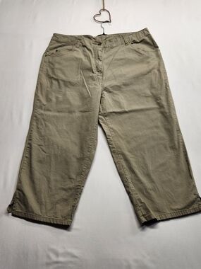 ⭐️Classic Elements Khaki Cropped Wide Leg Utility Capri Pants Chino Stretch 16W
